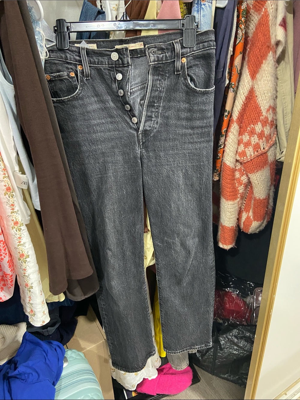 Levi's Washed Black Straight-Leg Jeans